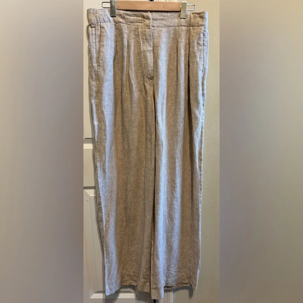 M&S Beige Linen Pants Size 12 Long